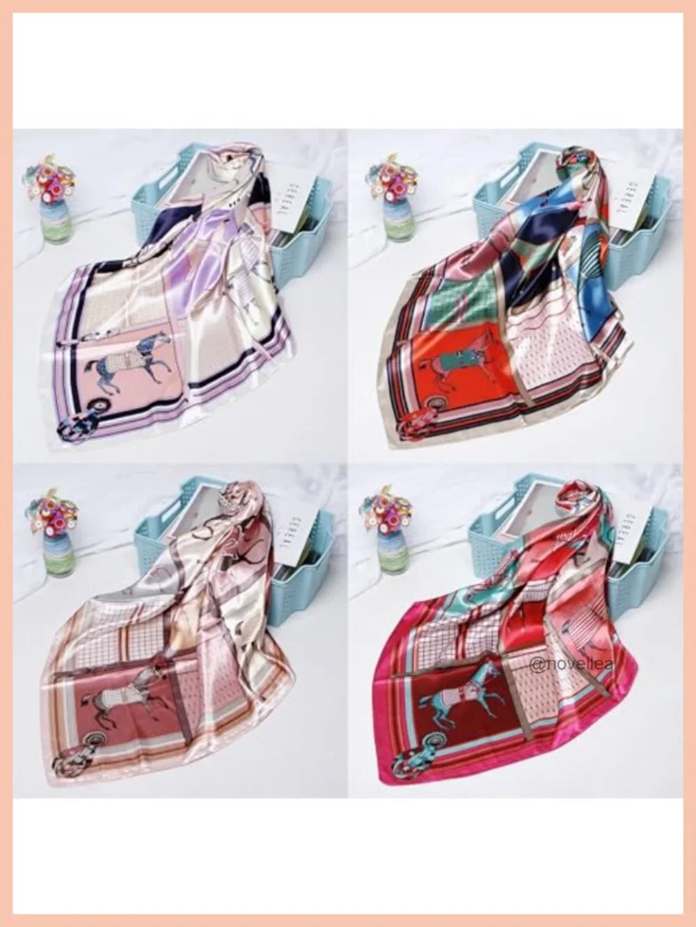 35-inch Silk Head Scarf for Women, 4 Pcs Satin Bandana Square Hair Wraps